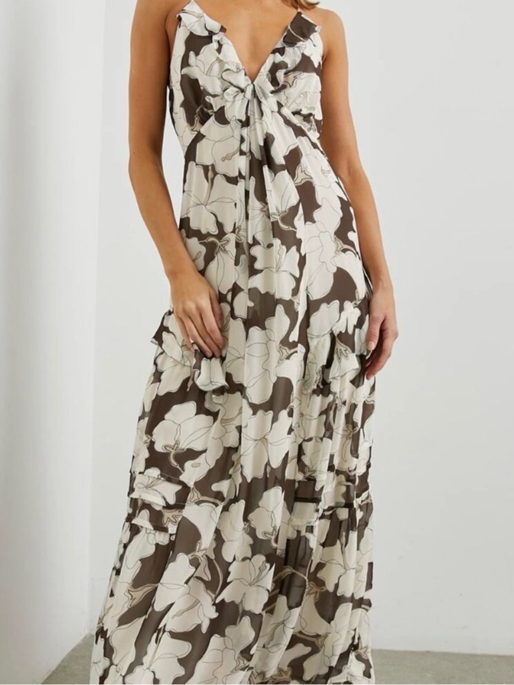 RAILS Boa Dress Sz M NWT Maxi Flowy Halter Mocha Floral